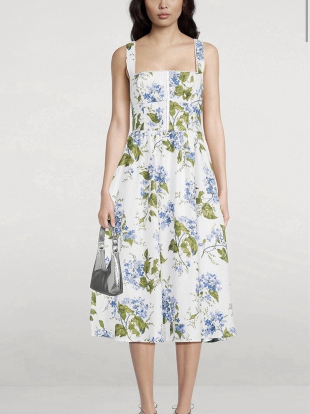 Reformation Tagliatelle Linen midi hydrangea dress